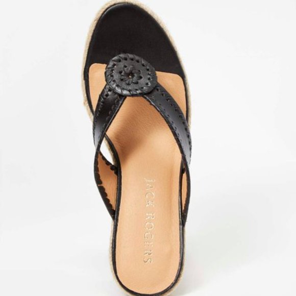 NWT Jack Rogers Black Rowan Platform Leather Espadrille Women's Size 9 - Picture 4 of 6